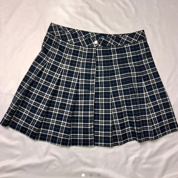 Navy Pleated Mini Skirt - Picture 1 of 3